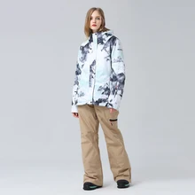 Зимний лыжный комплект для женщин Спорт на открытом воздухе сноуборд куртка комбинезоны водонепроницаемый лыжный костюм зимние брюки для сохранения тепла