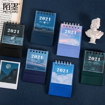 

2021 New Kawaii Moon Cloud Mini Small Coil Calendars Creative Paper Desk Calendar Daily Schedule Planner Agenda Organizer n721
