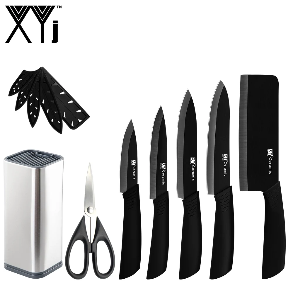 

XYj 7pcs Kitchen Ceramic Knives Set Scissor Knife Stand Chopping Chef Slicing Utility Paring Knife Fruit Vegetable Cooking Tools