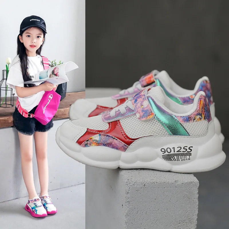 Girls sports shoes summer new children's net shoes breathable mesh face hollow boy mesh white shoes