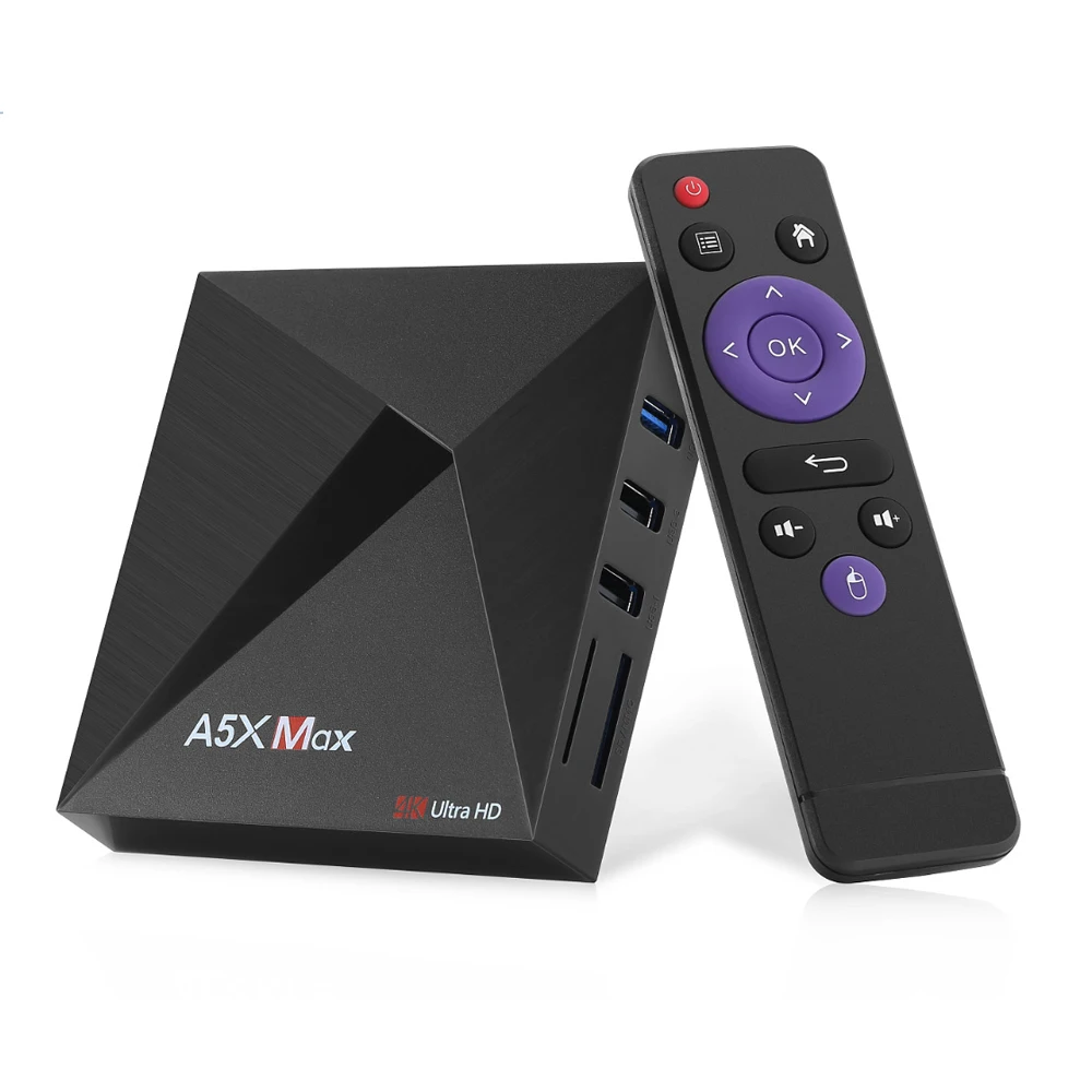  A5X MAX Android 9.0 Smart TV Box Quad-Core 4GB 32GB 4K WiFi Bluetooth 4.0 Google Netflix Youtube Me