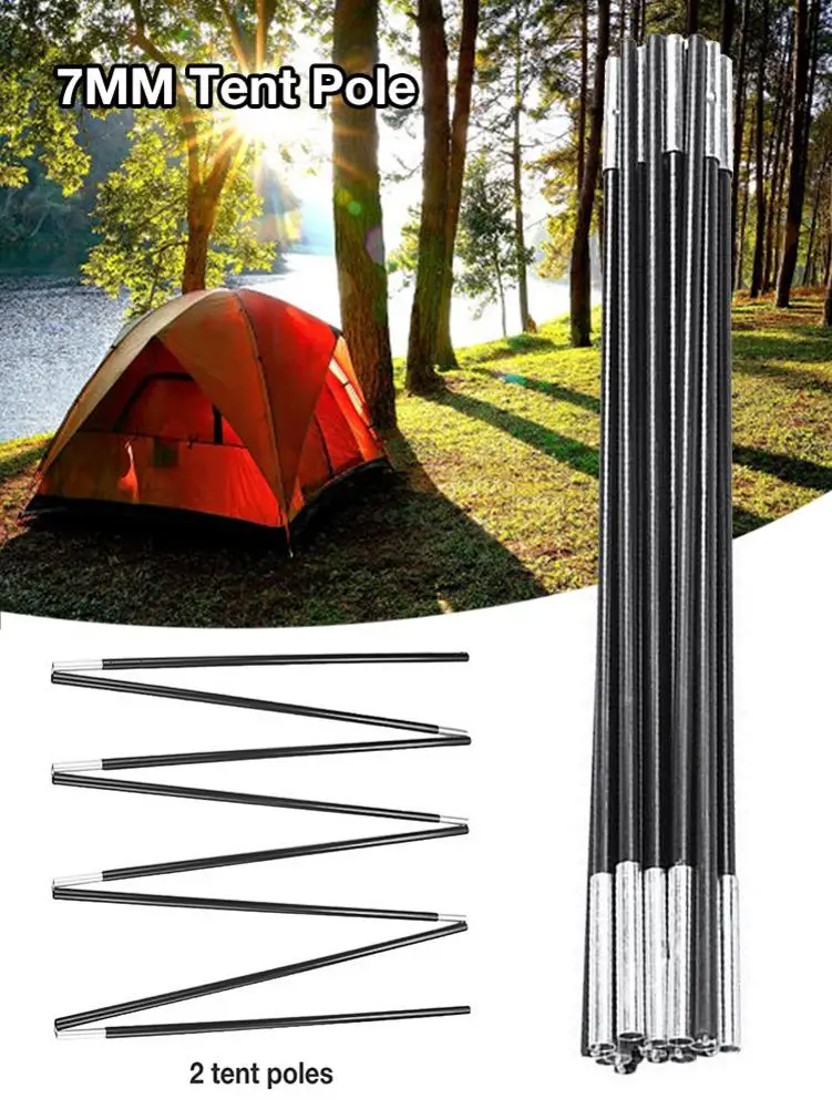 

2Pcs/Set Tent Rod 4.48/4M Fiberglass Camping Tent Pole 8/7mm Spare Replacemet Tent Supporting Rods Awning Frames Accessories