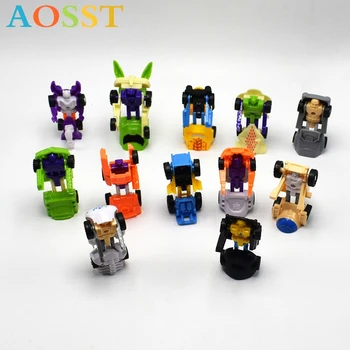 

12 / Set of Novel Mini Deformation Sports Car Car and Robot Non Remote Control Deformation Car Garage Kit Action Figures Toys