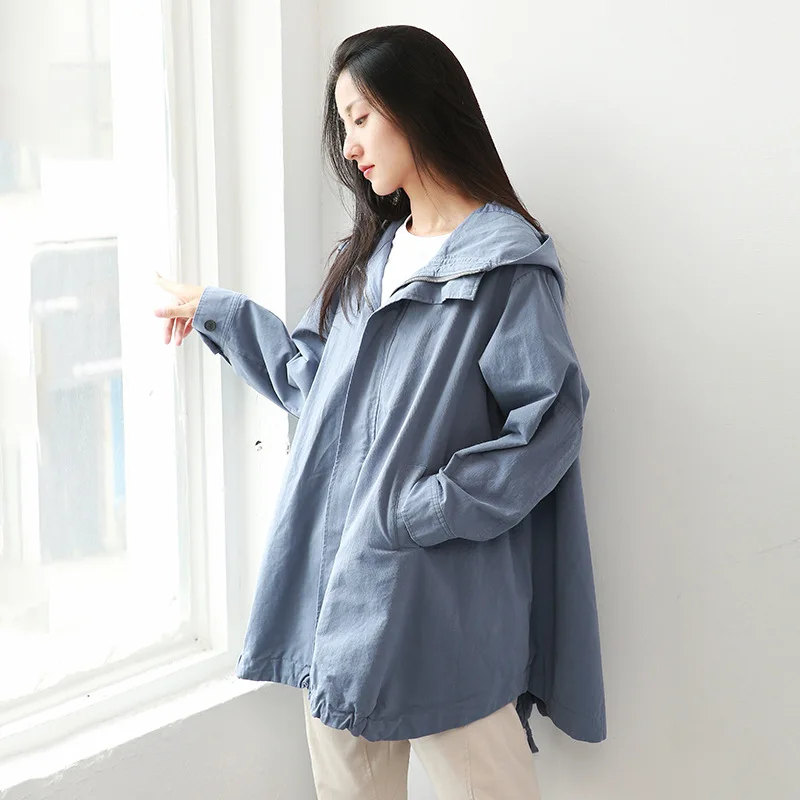 

2019 Spring and Autumn New Windbreaker Long Coat Female Irregular Bottom Women's Windbreaker