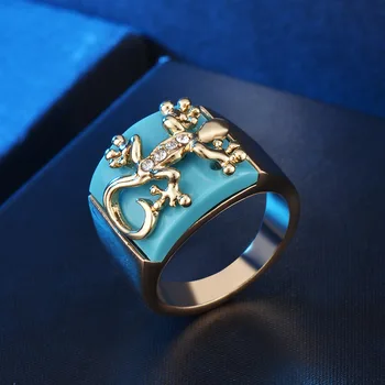 

Creative Personality Ladies Exaggerated Diamond Gold Gecko Zircon Ring All-match Fashion Jewelry Birthday Gift