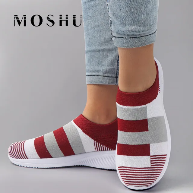 US $7.42 Vulcanized Shoes Women Sneakers Casual Tenis Feminino SlipOn Sneakers Ladies Air Mesh Socks Shoes 