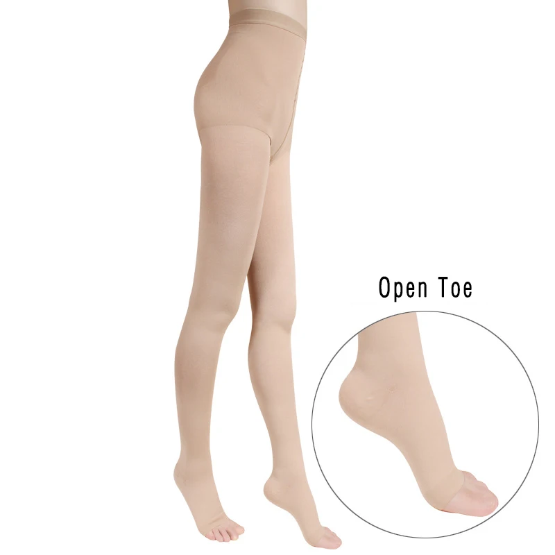 IDEALSLIM медицинские компрессионные чулки с закрытым носком женские Градуированные колготки под давлением колготки - Цвет: Beige Open Toe 2L