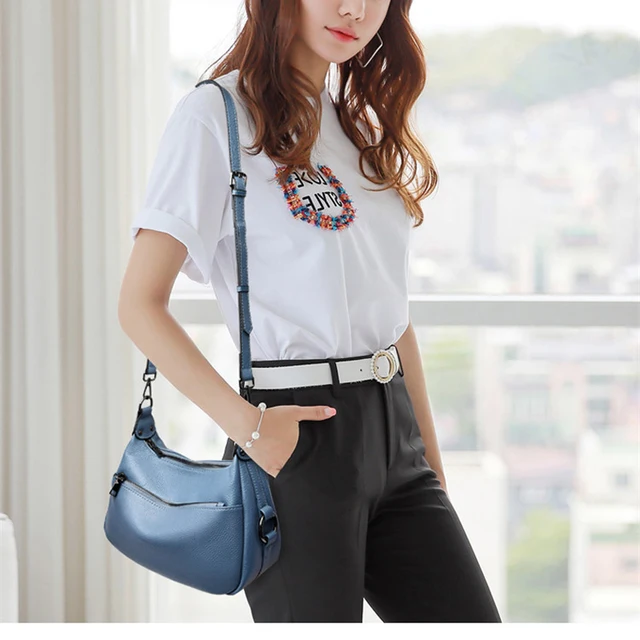 $US $50.71 Genuine Leather Handbag 2021 New Fashion All-match Single Shoulder Messenger Bag Korean Version of Simple Messenger Lady Bag