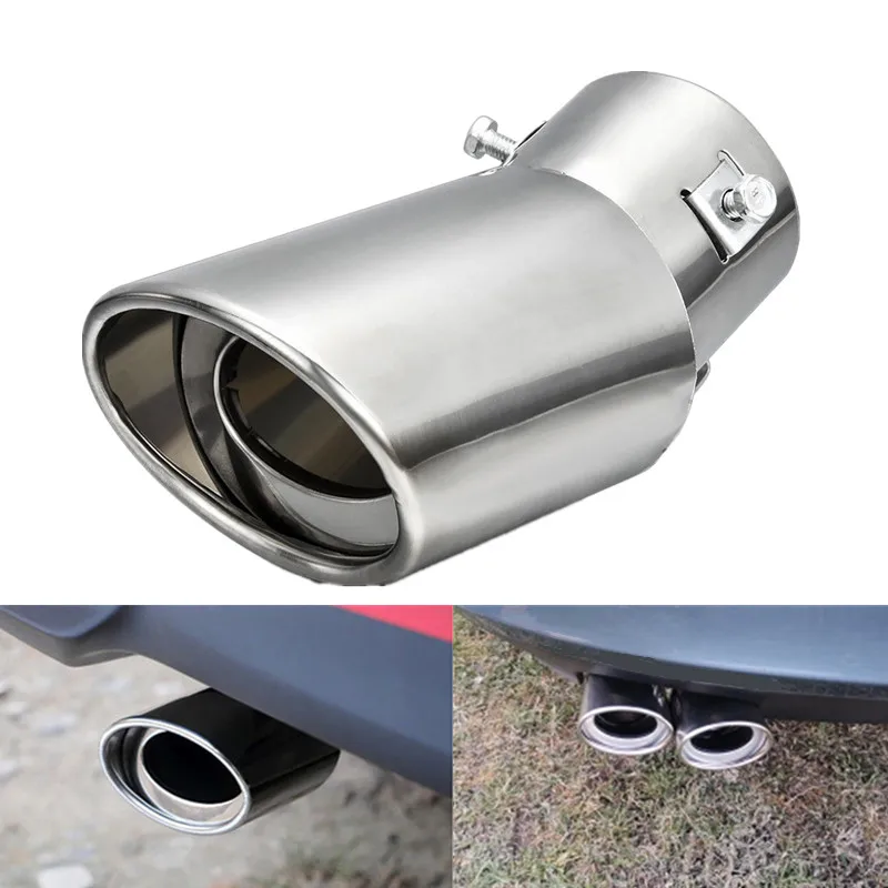 Chrome Stainless Steel Car SUV Round Exhaust Pipe Tip Tail Muffler Cover Styling 