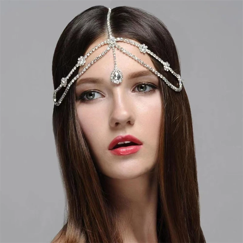 Crystal Forehead Chain Multilayer Tassel Pendant Headdress Rhinestone