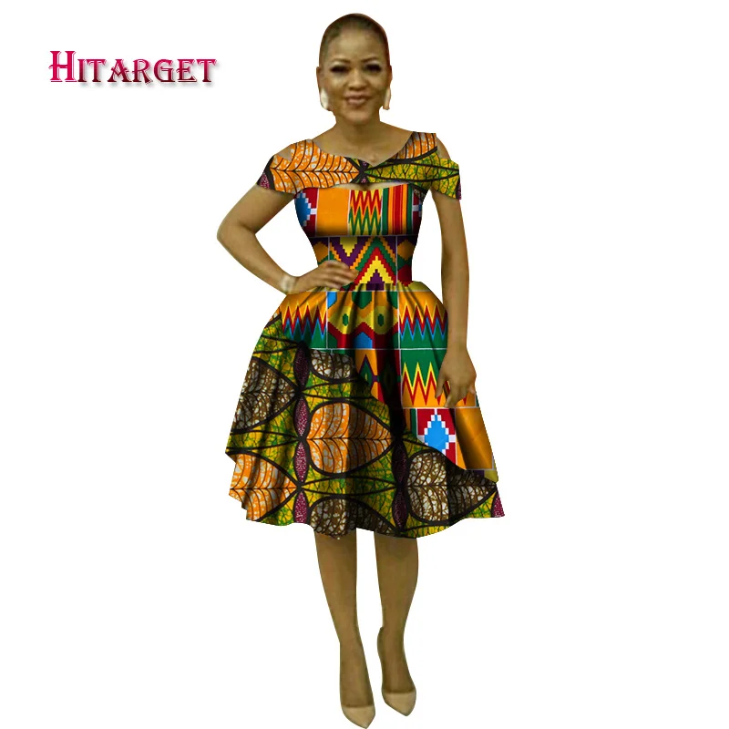 Hitarget Лето Базен африканские платья для женщин Дашики Африканский Воск Принт сексуальные v-образным вырезом платья традиционная одежда WY3038 - Цвет: 8