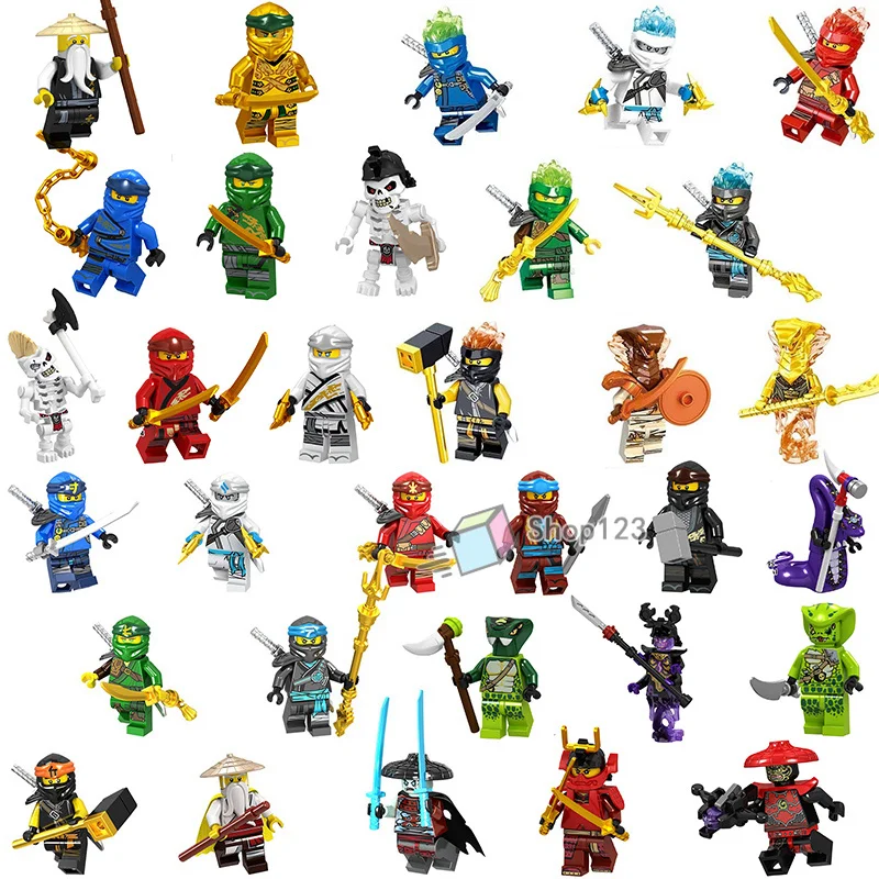 

Single Movie Crystal Hair Jay Nya Kai Zane Llyod Swprd Cole Brown Gold Pyro Snake Building Blocks Children Toy
