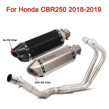 

For Honda CBR250 2018 2019 Complete Exhaust System Motorcycle Front Pipe Mid Link Tube Slip On Muffler End Tips 51mm