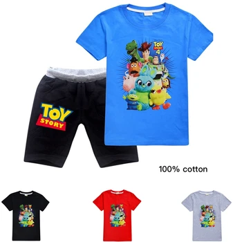 

movie Toy Story 4 Kids Summer T Shirt shorts Sets Boys Cartoon print T-shirt Girls tee top Suit children Leisure Sportswear suit