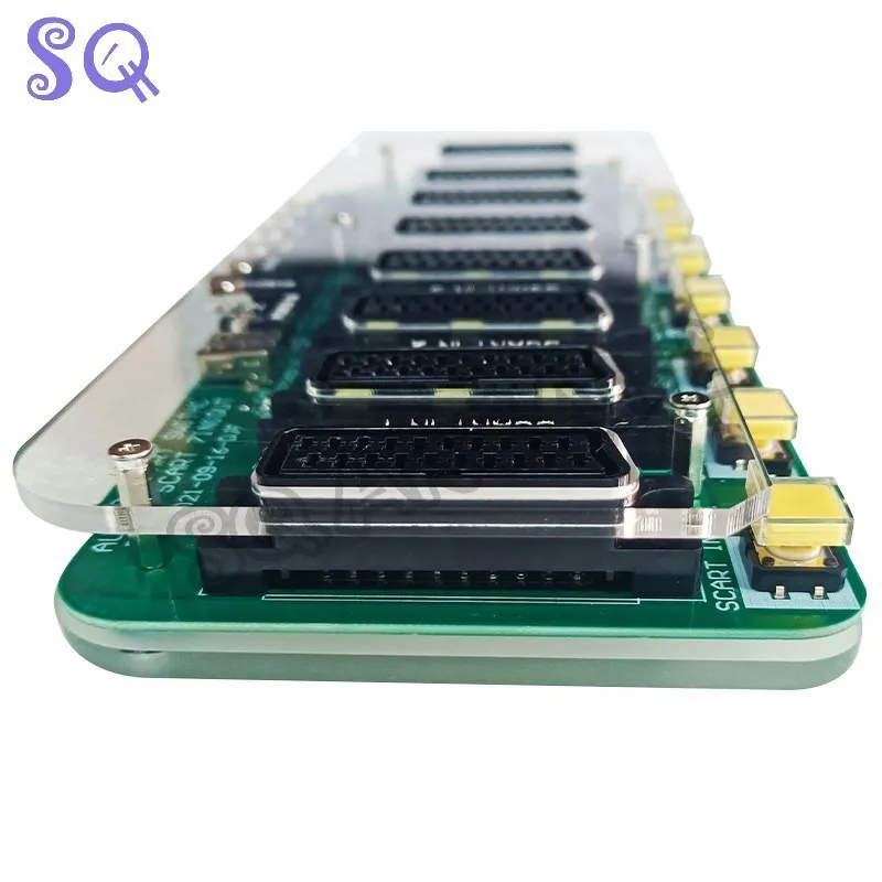 RGBS/SCART 유럽 새 수동 6 in 1 Out 분배기 아크릴 RGBS RCA SVHS AV TV 오디오 크로스오버 EUR 자동 스위처