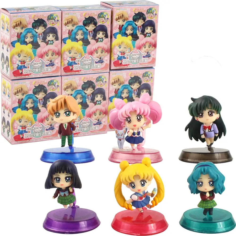 Фигурки школьные Сейлор Мун для девочек 6 шт. Tsukino Chiba Mamoru Mercury Jupiter Venus Uranus Нептун