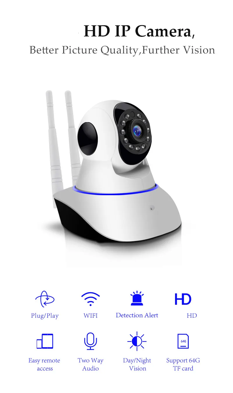 1080P Wifi IP камера WiFi Беспроводная наблюдения Onvif 2.0MP P2P CCTV веб Сеть Детский Монитор
