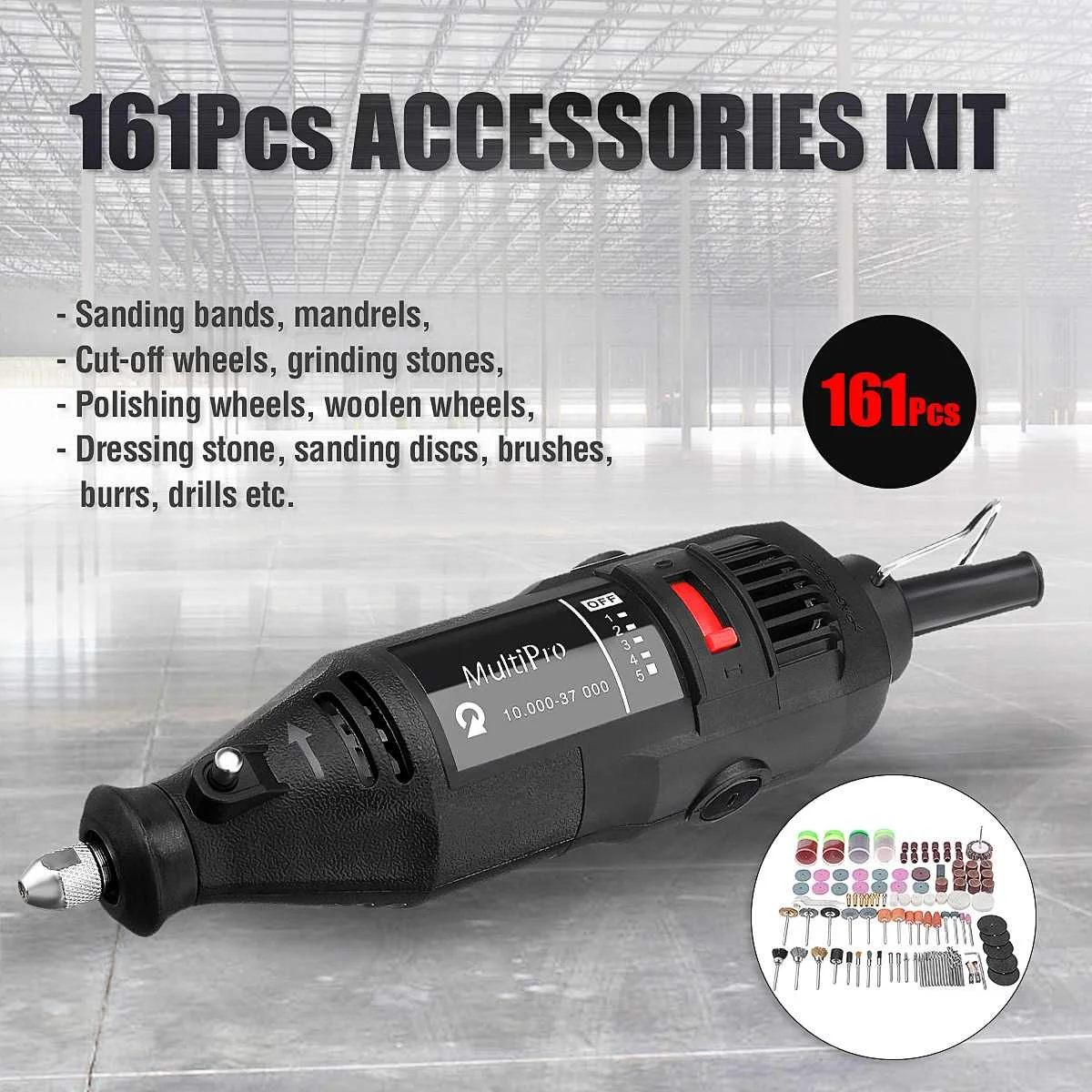 10000-37000 РМП 180W 5-Скорость электрический шлифовальный инструмент для полировки и полировки инструмент комплект 161 шт. Электрический переменный Скорость шлифовальная машина