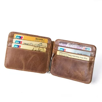

Vintage Men Card ID Holders Genuine Cow Leather Credit Card Short Wallet Multi-card Holder Supply