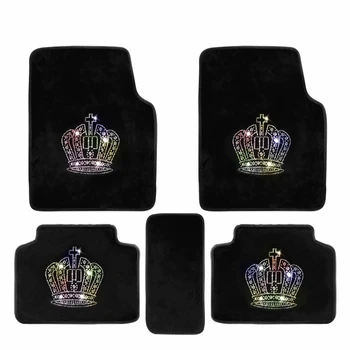 

luxury rhinestone diamond waterproof anti slip car floor mats girls women crown universal car foot mats