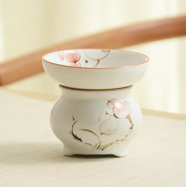 

ceramic pottery tea leaves strainer kung fu tea set accessories leakage filter with base tray tea coffee filters teaware LF527