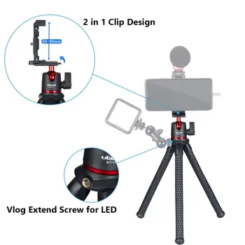 

Ulanzi MT-11Flexible Octopus Tripod Smartphone DSLR SLR Vlog Tripod Travel Portable 2 in 1 Tripod Extend 1/4 Screw for Magic Arm