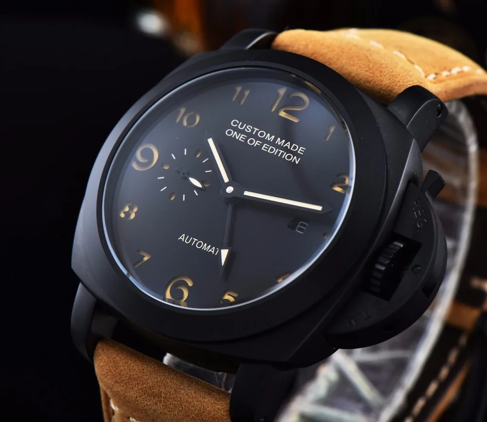 

PVD watch 44mm seagull automatic movement mens watch 316L stainless steel scratch-resistant mineral glass a1