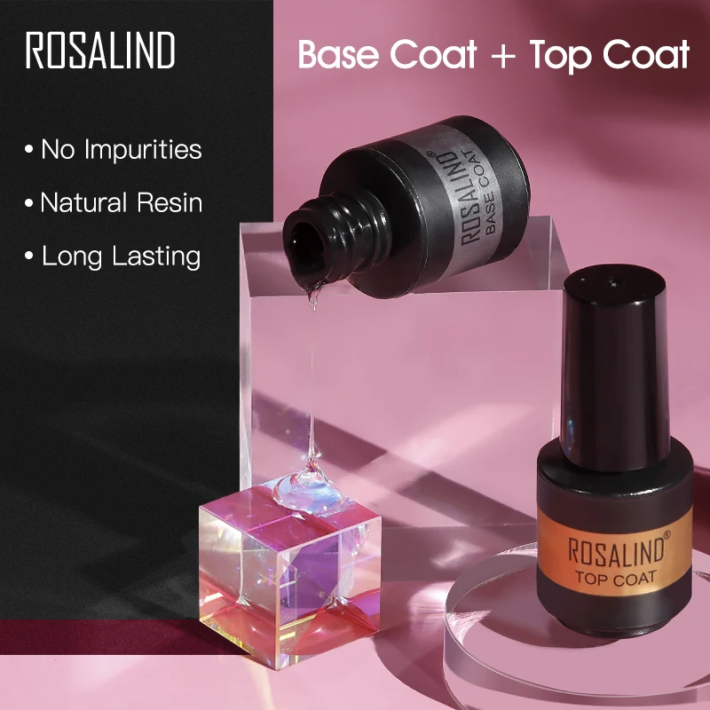 ROSALIND Gel Polish 7ML Top Coat UV Lamp Gel Soak Off Reinforce Long Lasting Nail Art Manicure Gel Lak Varnish Primer Lacquer 4