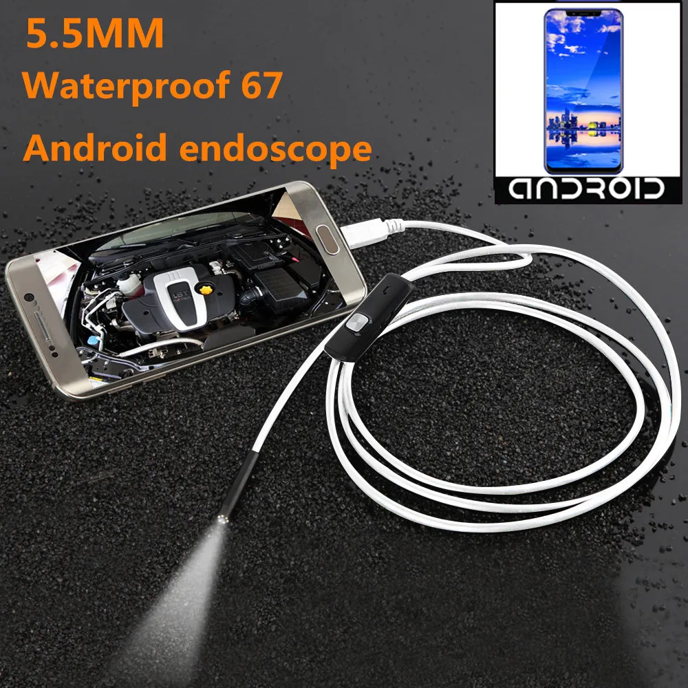 

5.5mm Endoscope Waterproof Borescope Inspection Camera 6LED For Andorid Phone webcam cable