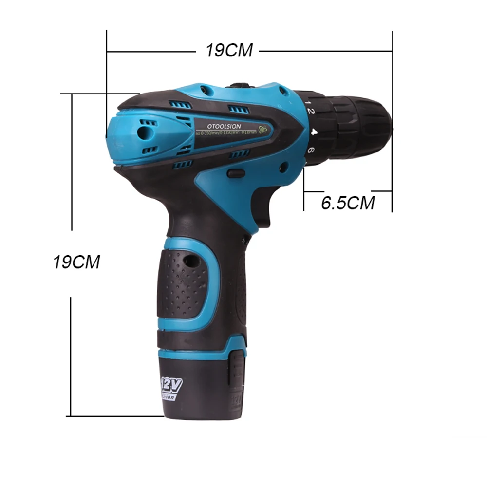 Dual Speed Drill Screwdriver 12v Battery Screwdriver Eletric Tools Electric Cordless Drill With Plastic Box 5 Pieces Drill Bits (1)0