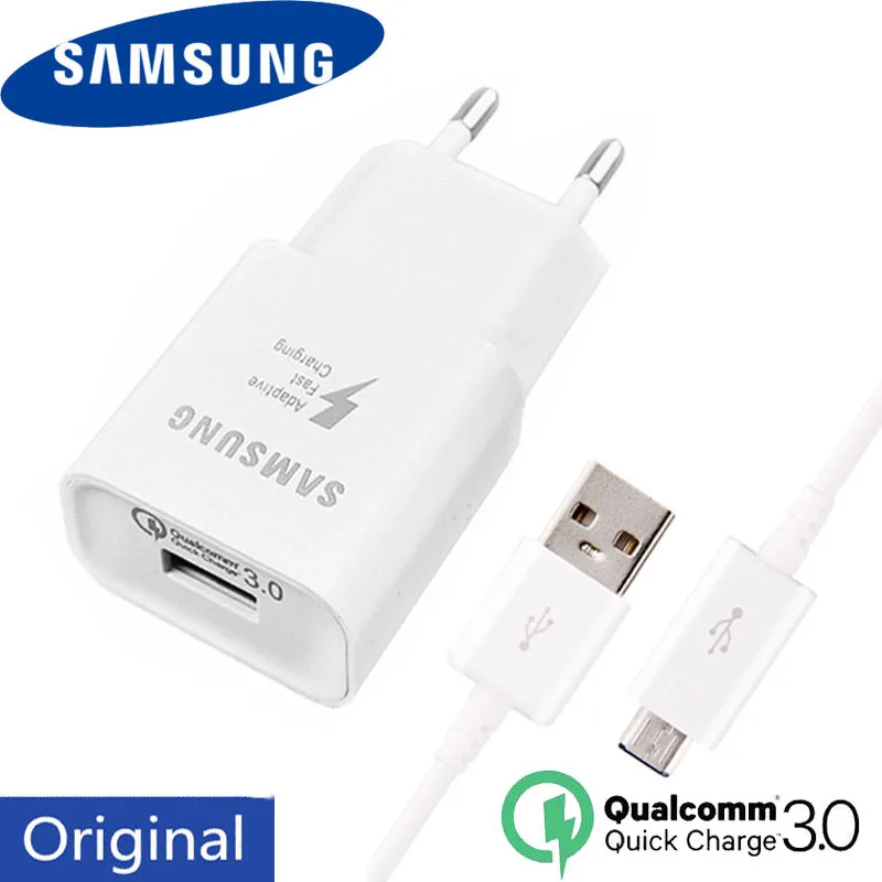 Оригинальное быстрое зарядное устройство Samsung QC 3 0 зарядный адаптер usb кабель micro