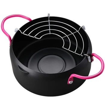 

18cm Steel Japanese Style Tempura Frying Pot Portable Outdoor Pan Egg Pancake Omelette Small Deep Fryer Cooking Tool