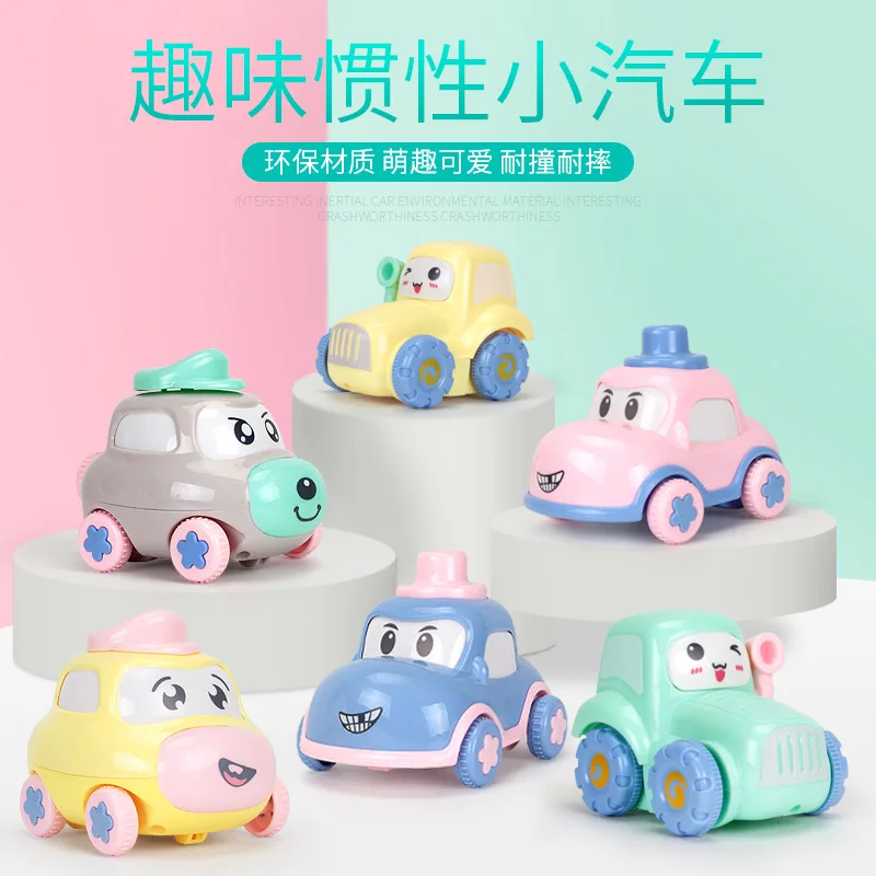 

Baby Toy Car Boy Police Car Cartoon Pull Back Car 1 Inertia Car Children Engineering Vehicle Toy 2-3-4-Year-Old