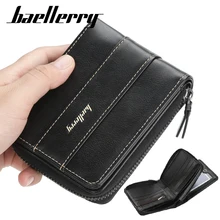 

Baellerry Men's Wallet Vintage PU Leather Small Wallet Card Holder Purses with Zipper Coin Pocket Passport Cover Gift for Men