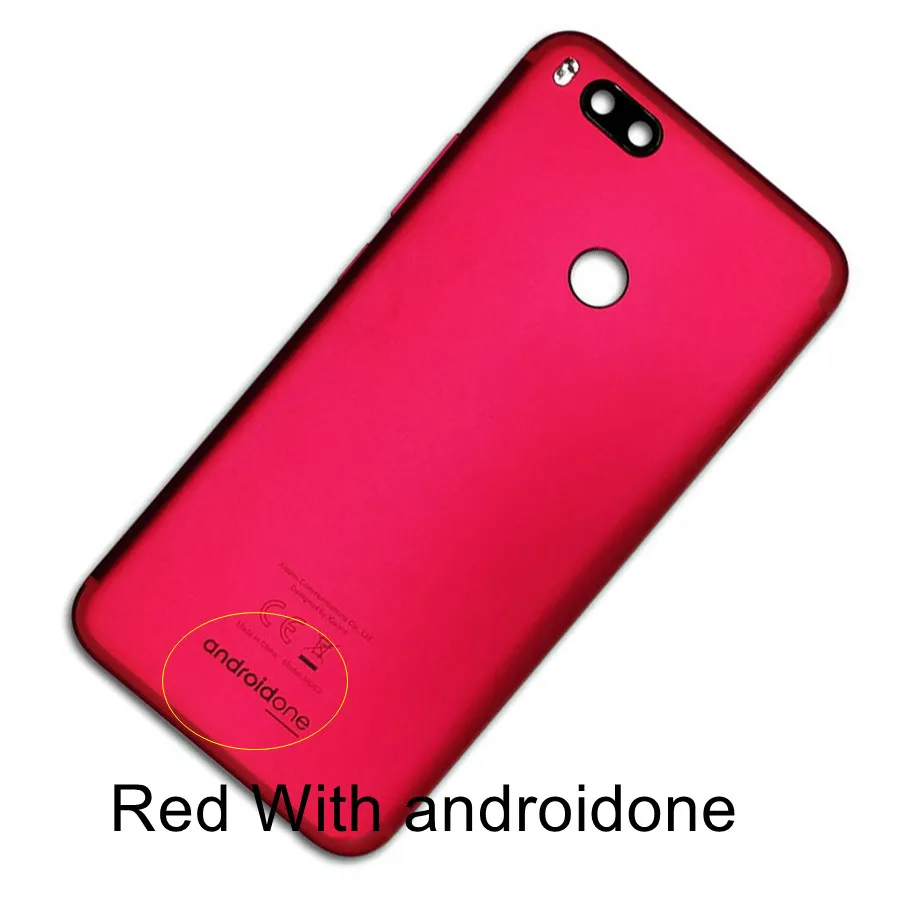 Для Xiaomi mi A1 крышка батареи mi A1 задняя дверь задняя крышка корпуса чехол для Xiaomi mi 5X A1 крышка батареи с кнопкой громкости питания - Цвет: Red With Androidon