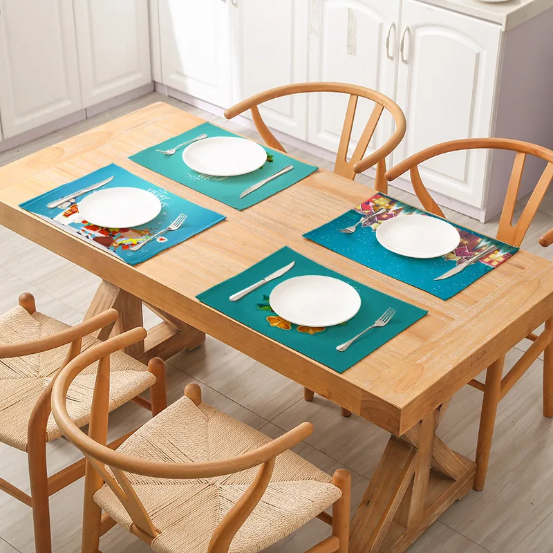 

New Style Cotton And Linen Cloth Placemats Table Mats Rectangular Western Placemats Tableware Mats Coasters