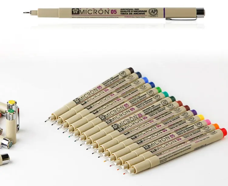 Набор ручек Sakura Micron 05 для рисования 0 45 мм 14 цветов на выбор 2 шт.|Цветные маркеры| |