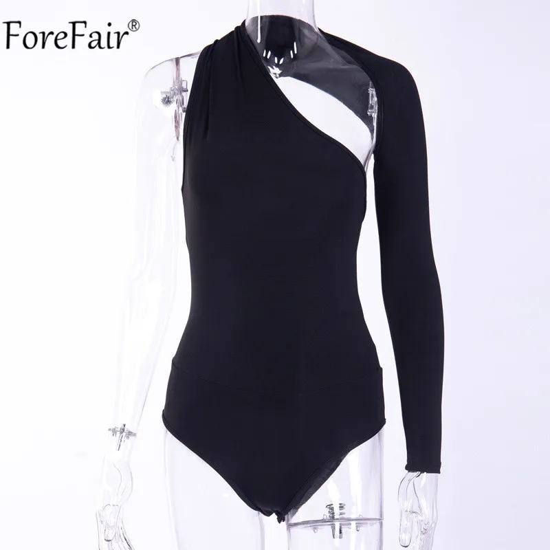 Forefair, на одно плечо, с открытой спиной, женский боди, осень, лето, сексуальный, черный, белый, красный, Клубная одежда, повседневные боди