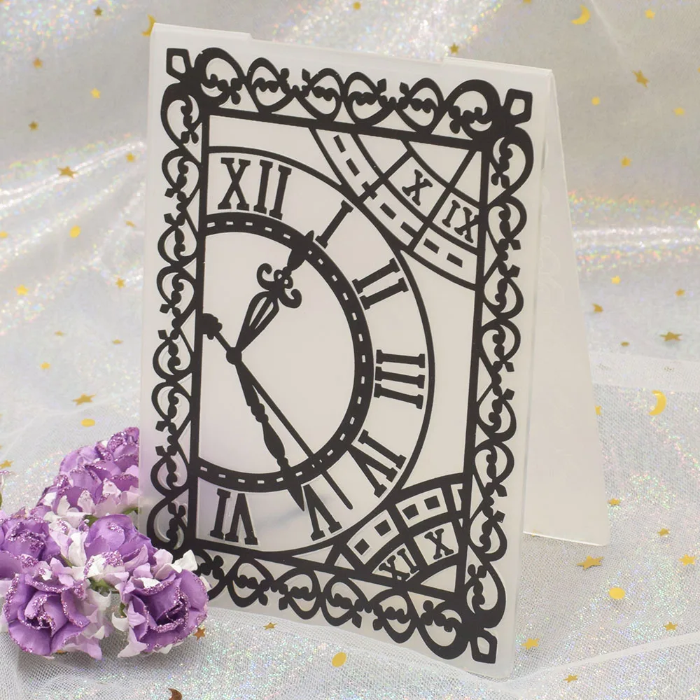 

Clock Paper Plastic Embossing Folder Template For Scrapbooking Photo Album Card DIY Handmade Craft Decoration