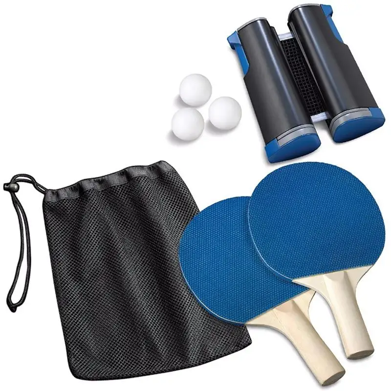 

Table Tennis Sports Trainning Set Racket Blade Mesh Net Ping Pong Student Sports Equipment with 1 Pair Of Bat 3 Balls and Mesh N