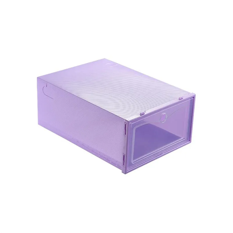Flip Open Cover Durable Plastic Shoe Storage Transparent Box Divider Drawer Portable Shoes Organizer - 1 Pcs
