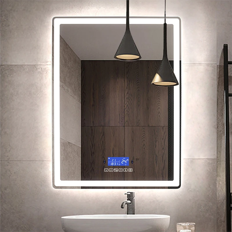 Rectangle Bluetooth Smart Bathroom Makeup Mirror With LED Warm White Light human body induction Anti-fog Beauty Mirrors 6