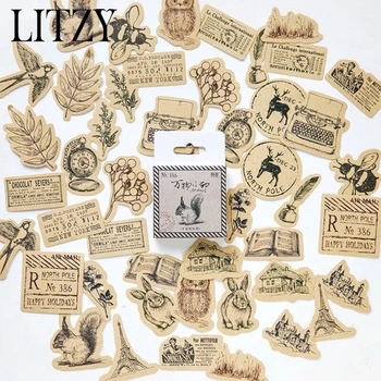 

45pcs/box Vintage Animal Sticker Squirrel Owl Leaves Photo Album Scrapbook Decor Diary Label Journal Stickers Planner