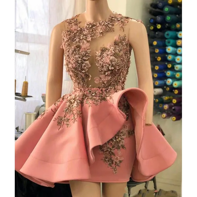 Peach Pink Short Prom Dresses Senior 