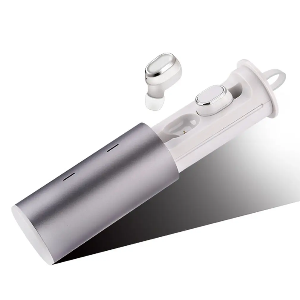 ONLENY TWS-18 Bluetooth беспроводная гарнитура наушники мини-вкладыши магнит зарядное устройство коробка металлическая музыка спорт телефон громкой связи HD микрофон - Цвет: Beautiful silver
