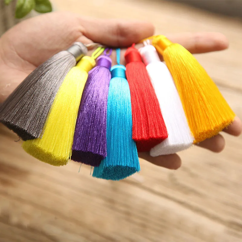 

2pcs/Pack 8cm Silk Tassel Fringe Curtain brush DIY craft tassel fringe Trim for curtains jewelry DIY Wedding Home Decor accessor