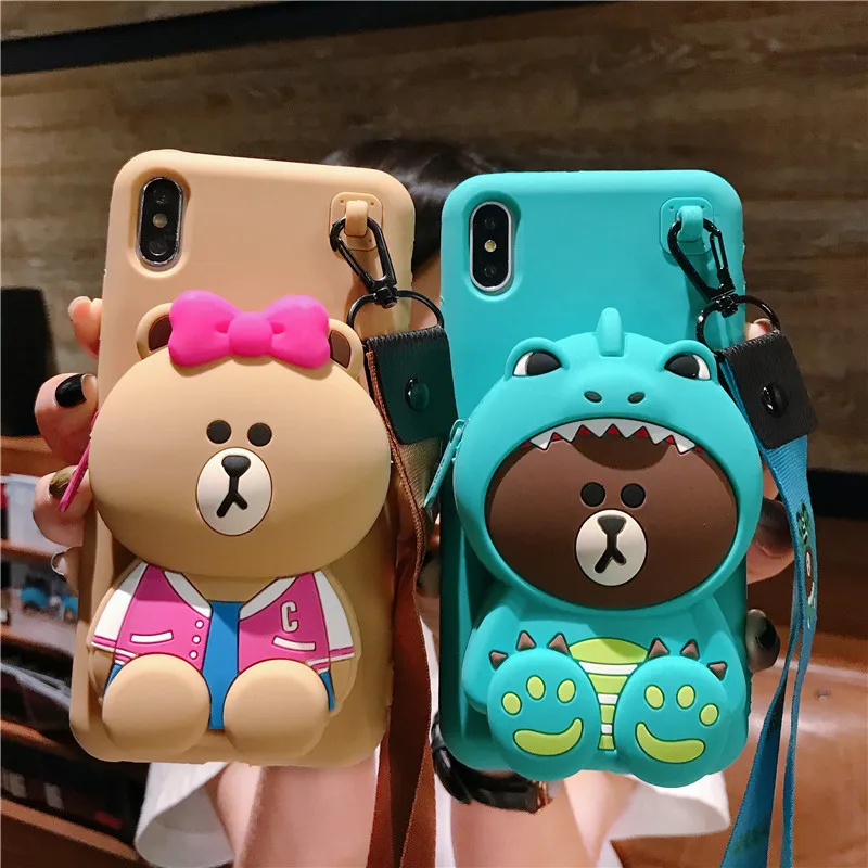 

For iPhone 8 Plus Case Soft Anti-Knock Silicon back Cover For iPhone X XR XS Max For iPhone 6 6S 7 8 Plus Wallet Case Cover Cute