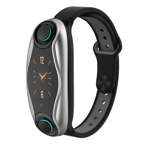 Black Grey Умные часы T90 с Bluetooth наушником, трекер здоровья, шагомер, фитнес-браслет, умный браслет с беспроводными наушниками, 2в1 - Цвет: Black Grey