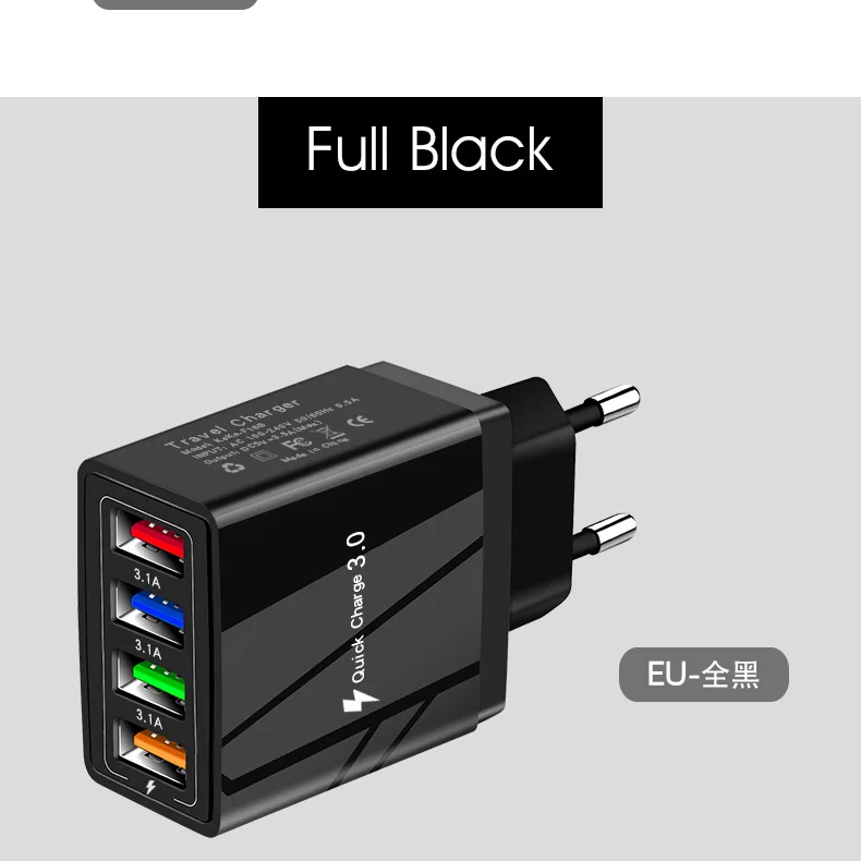 48W Quick Charger 3.0 USB Charger for Samsung A51 A71 iPhone 11 xr Xiaomi mi 10 Tablet QC 3.0 Fast Wall Charger EU Plug Adapte