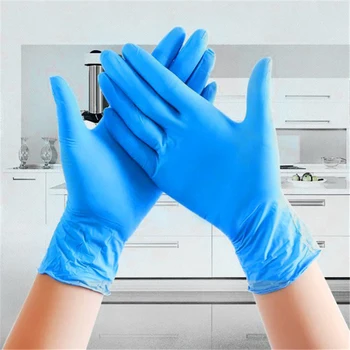 

20PCS/10Pair Food Grade White Blue Disposable Gloves Disposable Vinyl Gloves For Housework Cleaning Kitchen